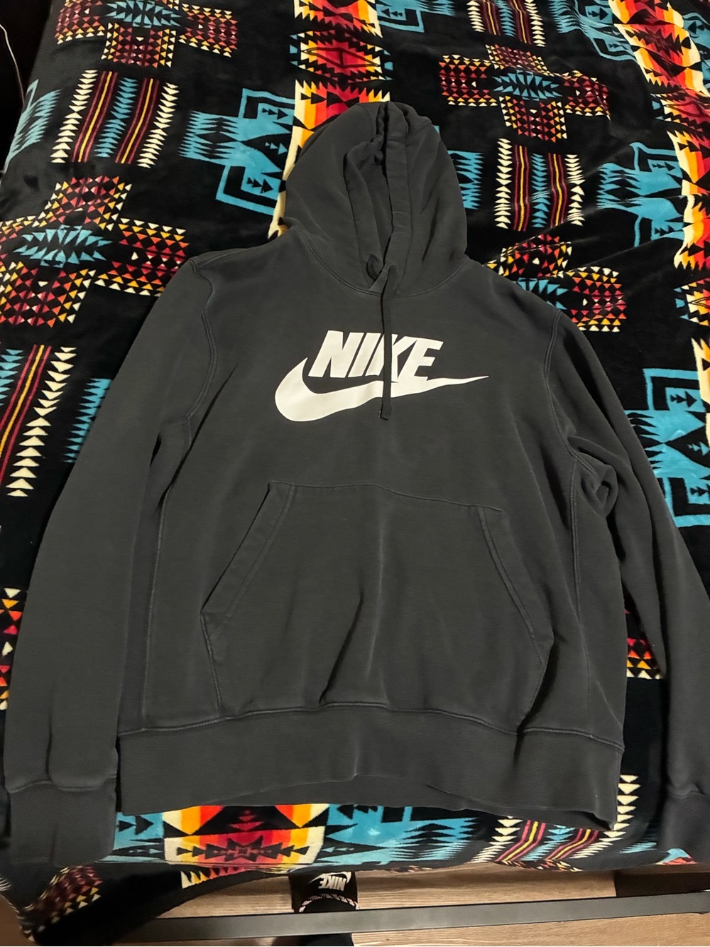 Nike Black Hoodie with White Swoosh Logo